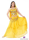 Belly Dance Top & Skirt With Belt Veil Yellow / One Size