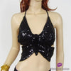 Butterfly Belly Dance Sequined Top Black / One Size