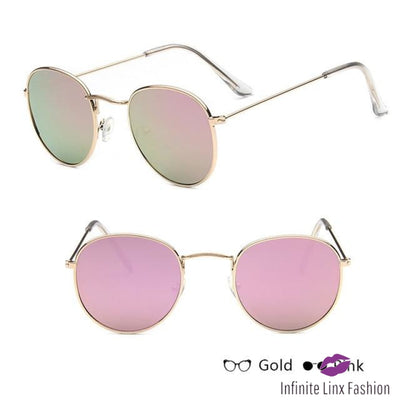 Small Frame Round Sunglasses Goldpink
