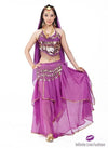 Belly Dance Top & Skirt With Belt Veil Purple / One Size