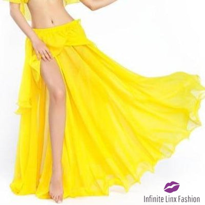 Belly Dancer Chiffon Skirt Yellow / One Size