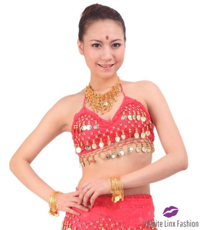 Belly Dancer Coin Top Hot Pink / One Size
