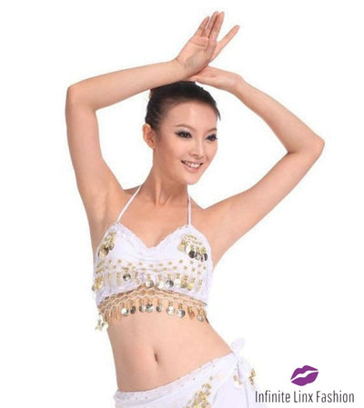 Belly Dancer Coin Top White / One Size