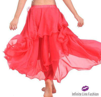 Belly Dancer Layered Skirt Light Red / One Size