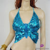 Butterfly Belly Dance Sequined Top Light Blue / One Size