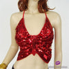 Butterfly Belly Dance Sequined Top Red / One Size