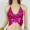 Butterfly Belly Dance Sequined Top Rose Red / One Size