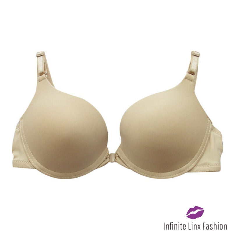 Buy JLF Adjustable Cleavage Booster Cotton Bra with Embroidered Lace and  Removable Insert Pads at