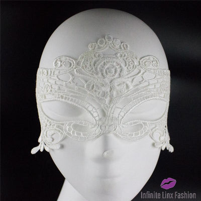 Cosplay Embroidered Eye Mask White