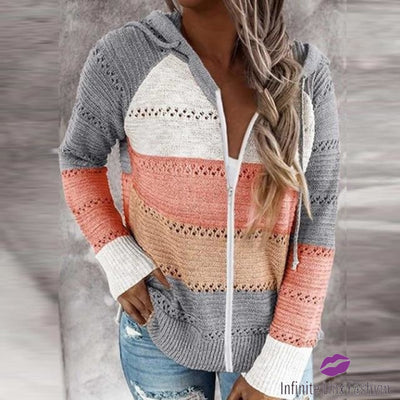 Cotton Patchwork Sweater 4Xl / Zipper Orange