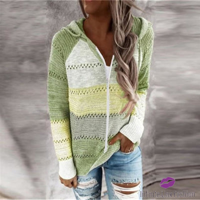 Cotton Patchwork Sweater S / Zipper Green