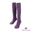 Cotton Thigh High Boot Socks Purple Stockings