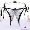 Exotic Open Crotch Lacy Thong White