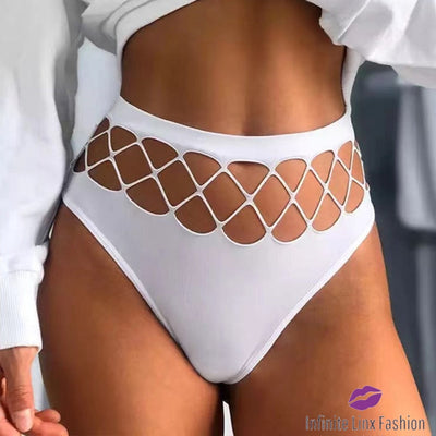 Fishnet Thong Panty White / L Bras & Panties