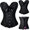 Floral And Ruffles Corset Black / Xxl