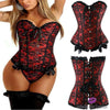 Floral And Ruffles Corset Red / Xxl