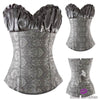 Floral And Ruffles Corset Silver / Xxl