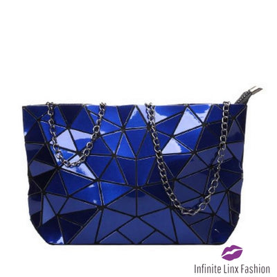 Geometric Cross Body Bag Chain Blue