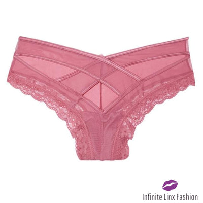 Lace Cross-Back Panty Pink / M 1Pc