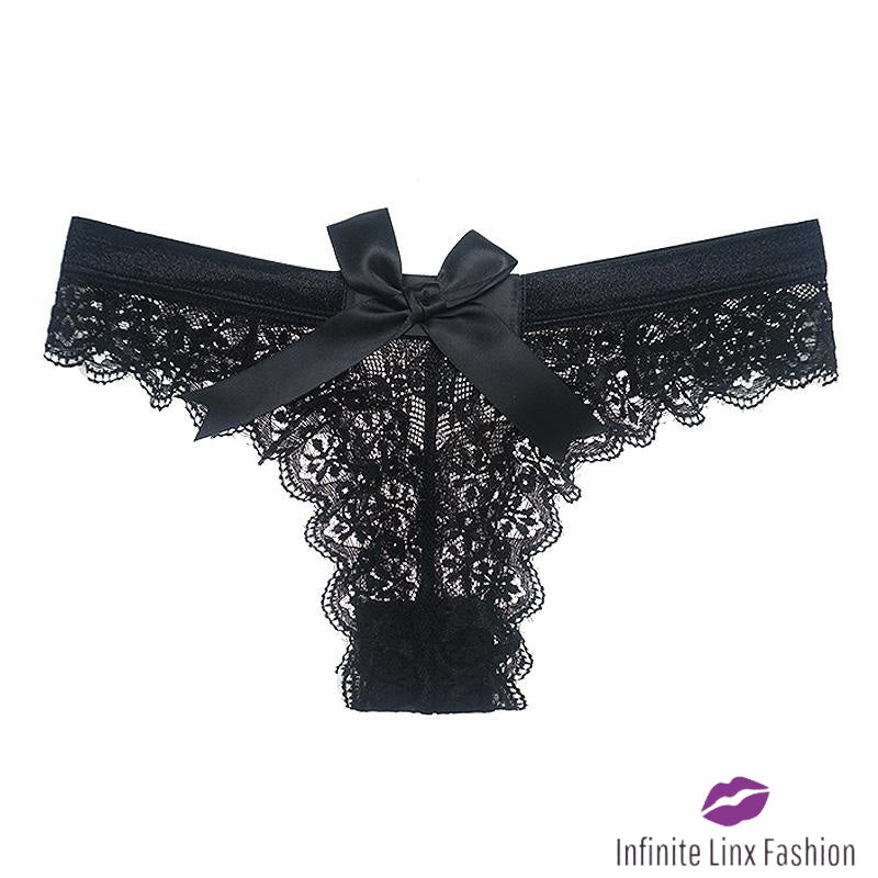 Lacy Thong with Bows - INFINITE LINX FASHION