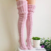 Long Knitted Stockings Pink / One Size
