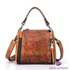 Roses Hand Bag | Genuine Leather Brown