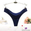 Silky Cotton Seamless Thong Navy Blue / One Size