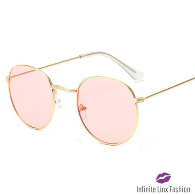 Small Frame Round Sunglasses Goldoceanpink