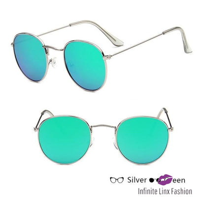 Small Frame Round Sunglasses Silvergreen