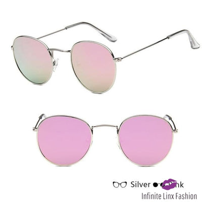 Small Frame Round Sunglasses Silverpink