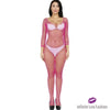 Vibrant Fishnet Bodystocking Style 2 Rose Red / One Size